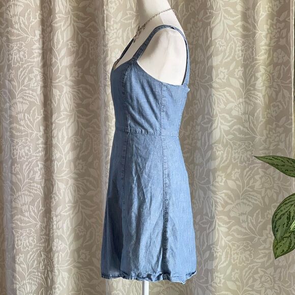 GAP Blue Denim Mini Dress Lightweight Lined Back Zip Excellent Condition Size 0 - Picture 4 of 6